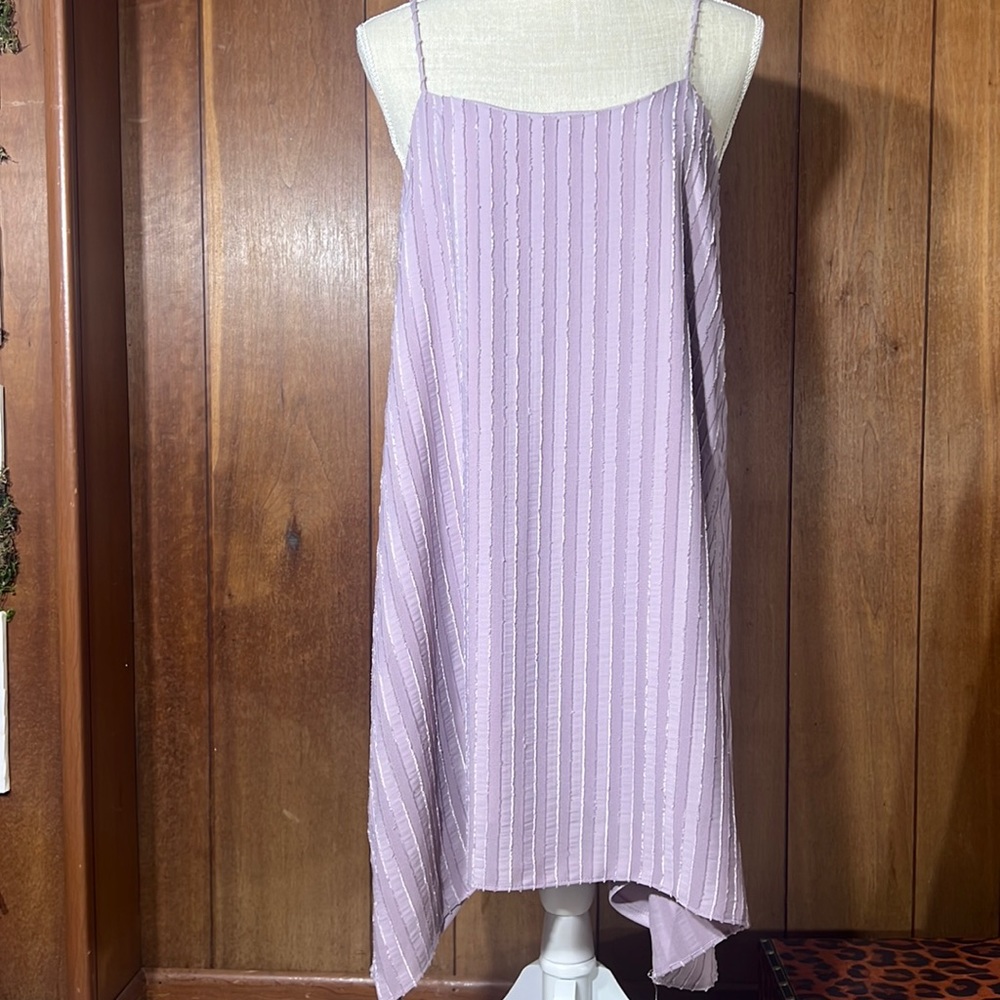 BCBG Women’s xs lavender flowy mini dress backless flirty boho short oversize